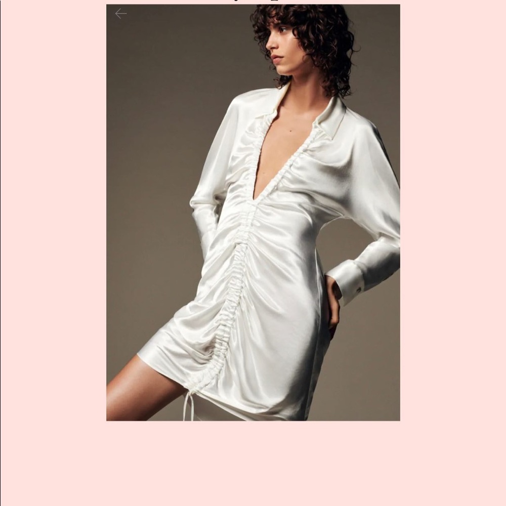 White SATIN Ruched satin effect dress ZARA